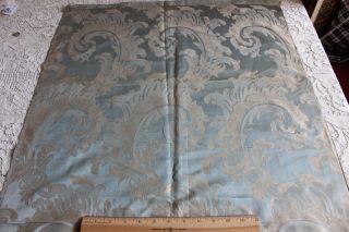 Antique C1890 Scrolly French Ice Blue Silk Home Dec Fabric Sample 1yd15 " Lx25 " W