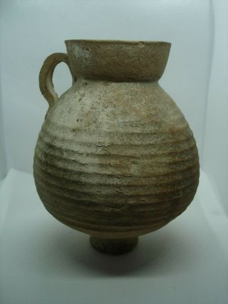 Authentic Ancient Cypriot Pottery Jug With Handle 155 Mm.  4th - 1st Century B.  C.