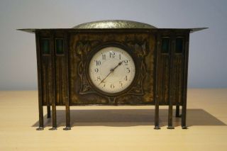 Antique Arts & Crafts Glasgow School Brass Mantel Clock By George Walton C1910