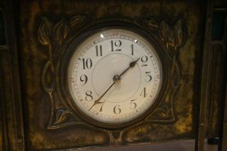 ANTIQUE ARTS & CRAFTS GLASGOW SCHOOL BRASS MANTEL CLOCK by GEORGE WALTON c1910 6