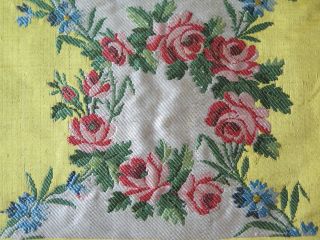 Antique French Silk Brocade Sample Fabric Bird & Florals 14 