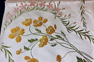 Antique French Lyon C1860 - 80 Floral Patterned Silk Jacquard Fabric L - 38 " X W - 23 "