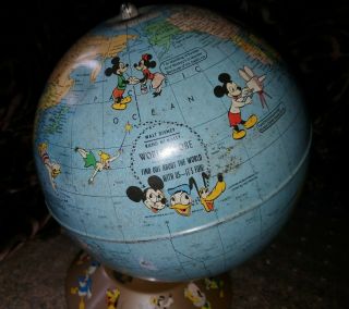 Vtg 1950 Rand McNally Walt Disney World Globe Rare Soviet Union With Characters 2