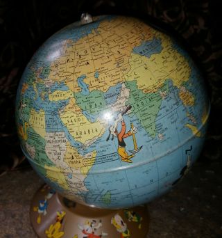 Vtg 1950 Rand McNally Walt Disney World Globe Rare Soviet Union With Characters 4