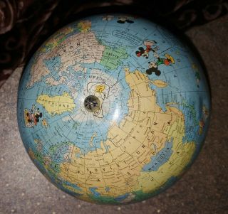 Vtg 1950 Rand McNally Walt Disney World Globe Rare Soviet Union With Characters 5