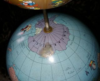 Vtg 1950 Rand McNally Walt Disney World Globe Rare Soviet Union With Characters 8