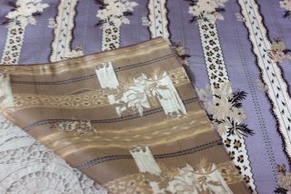 Antique French Lyon Silk Home Dec Brocade Lampas Fabric c1860 L - 23 X W - 21 