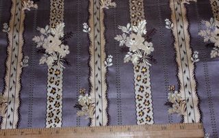 Antique French Lyon Silk Home Dec Brocade Lampas Fabric c1860 L - 23 X W - 21 