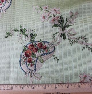 " Le Chapeau " Antique French Lyon Silk Brocade Sample Fabric C1860 - 70 26 " Lx21 " W