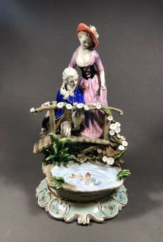 Large Antique Porcelain Figural Group Meissen Type