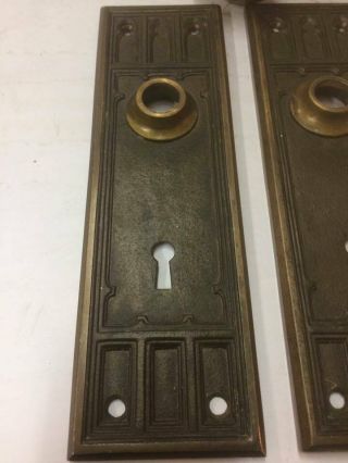 Antique Bronze Door Knob / Escutcheon Backplate w/ Gothic Cathedral Design 4