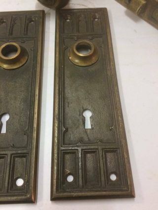 Antique Bronze Door Knob / Escutcheon Backplate w/ Gothic Cathedral Design 5