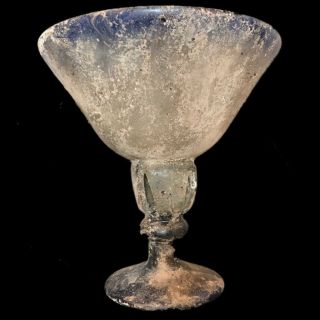 Very Rare Large Ancient Roman Blue Glass Chalice Vessel 1st Century