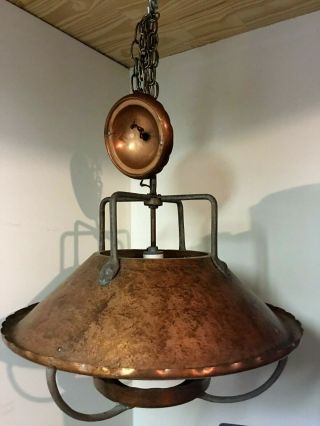 Antique Vintage Copper Light Fixture Ceiling Chandelier Farm House Large 20 " D