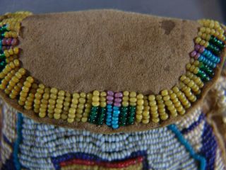 Antique Crow Beaded Toe Bag or Strike a Light/Ration Card Bag 5