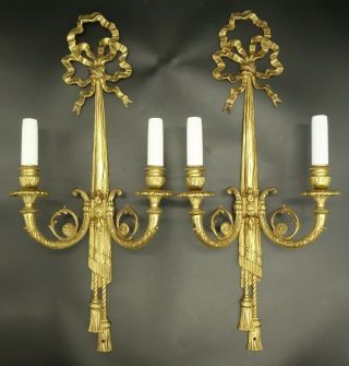 Imposing Sconces,  Knots Decor,  Louis Xvi Style - Bronze - French Antique
