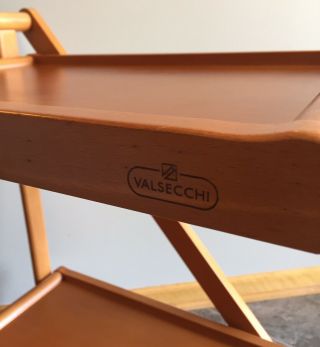Authentic Valsecchi Mid Century Modern TEAK Wood Bar Cart Folds Up Italy 4