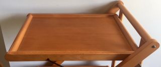 Authentic Valsecchi Mid Century Modern TEAK Wood Bar Cart Folds Up Italy 8
