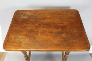 RARE 18TH C WILLIAM AND MARY STRETCHER BASE TAVERN TABLE IN OLD SURFACE 4