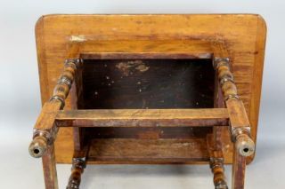 RARE 18TH C WILLIAM AND MARY STRETCHER BASE TAVERN TABLE IN OLD SURFACE 9