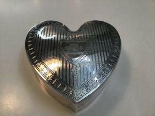 Tiffany And Co.  Vintage Antique Sterling Silver Vanity Heart Shaped Box 449g