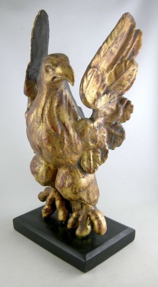 18th Century Gilted Wood Carved Eagle On Mounted Base