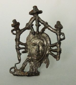 Medieval Openwork Pewter Pilgrim Badge Of Bust Of Christ (l528)