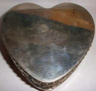 ANTIQUE 1896 FLORAL REPOUSSE GORHAM STERLING SILVER HEART SHAPED JEWELRY BOX 5
