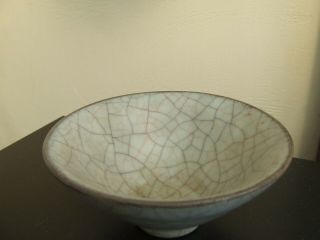 CHINESE PORCELAIN GE KILN CRACKLE GLAZE SMALL CONICAL BOWL SONG / YUAN DYNASTY 2