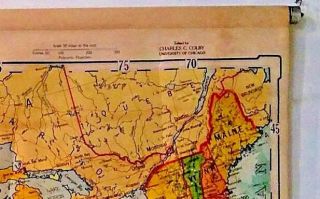 Antique 1940 Denoyer - Geppert Co.  United States USA Large Pull Down Wall Map 6