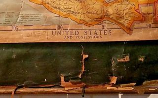 Antique 1940 Denoyer - Geppert Co.  United States USA Large Pull Down Wall Map 8