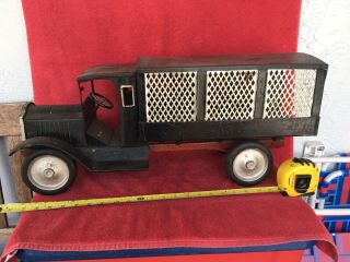 Old Vintage Ride On Toy Keystone Railway Express Caged Delivery Service Truck