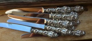 10 Lily Whiting 9 1/4 " Fat Handle Knives Sterling Pat 1902