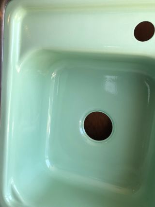 OLD STOCK Green Vintage Double Basin Kitchen Sink,  Hudee Ring 32 X 21” 9