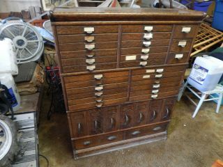 Fantastic C.  1900 Tiger Oak Stack File Cabinet 36 Drawer