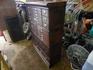 Fantastic c.  1900 Tiger Oak Stack File Cabinet 36 Drawer 3
