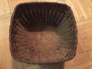 19th Century Square Form Splint Basket Handless Table Top Form W Curls Well Made 2