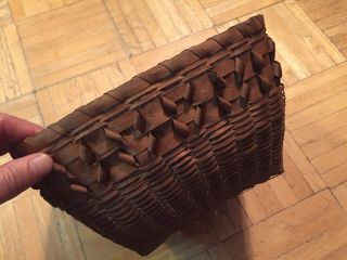 19th Century Square Form Splint Basket Handless Table Top Form W Curls Well Made 3