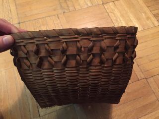 19th Century Square Form Splint Basket Handless Table Top Form W Curls Well Made 4