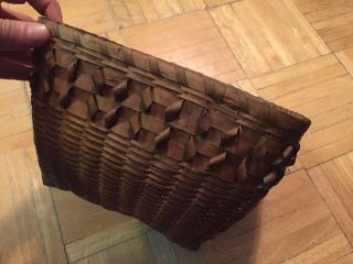 19th Century Square Form Splint Basket Handless Table Top Form W Curls Well Made 5