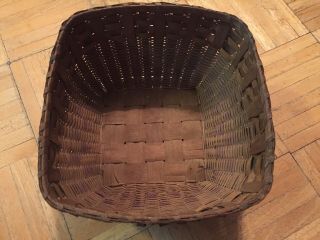 19th Century Square Form Splint Basket Handless Table Top Form W Curls Well Made 8