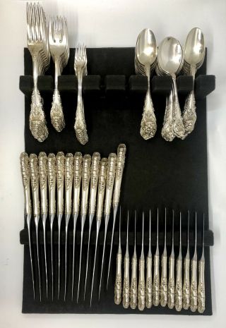 Wallace Sterling Silver 12 Person 96 Piece Flatware Set Sir Christopher