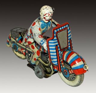 Mettoy Uk 1st Prize Clown Motorcycle -