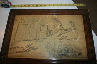 Vintage Thomas Jefferys Map Connecticut,  Rhode Island,  Massachusetts 1755