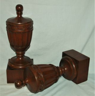 Pair 16 " Tall Wood Architectural Salvage Finials