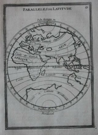 Antique Map World,  Eastern Hemisphere,  Lines Of Latitude,  Mallet,  1683