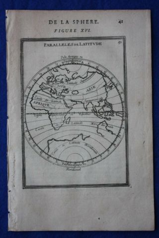 antique map WORLD,  EASTERN HEMISPHERE,  LINES OF LATITUDE,  Mallet,  1683 2