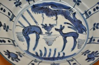 16th Century FINE Rare Antique CHINESE Porcelain MING Blue White DEER PLATE Dish 2