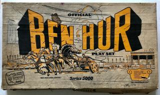 WOW BIG Vintage 1958 BEN HUR Marx PLAYSET/MANY FIGURES PARTS & BOX Series 5000 8