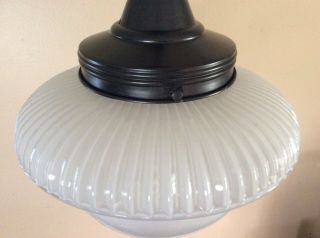 Antique Vintage Art Deco Acorn Pendant Light Mid Century Saucer 1940s. 3